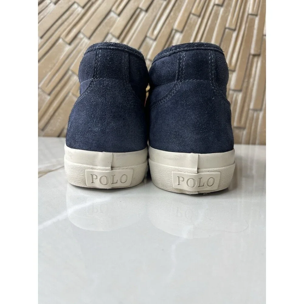 Polo Ralph Lauren Keaton Chukka Sneakers Hi Top Navy Men Sz 8.5 Suede Leather